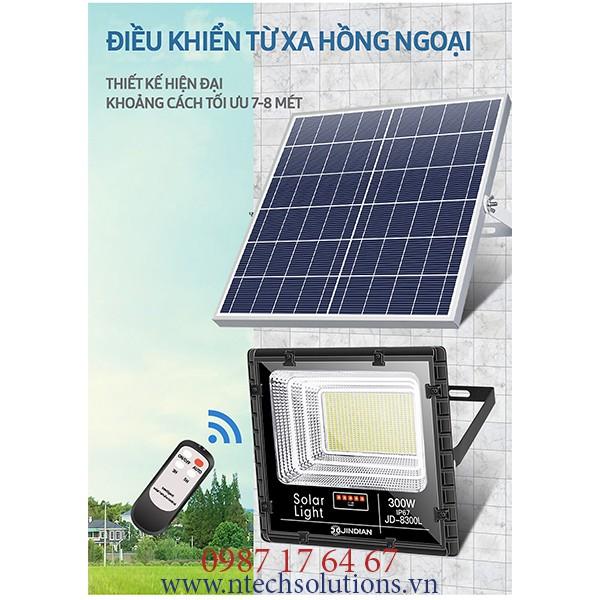 Đèn Pha Năng Lượng Mặt Trời JinDian JD-8800L Công Suất 100W - Mẫu Mới 2020, Khung Nhôm, Chip Led SMD