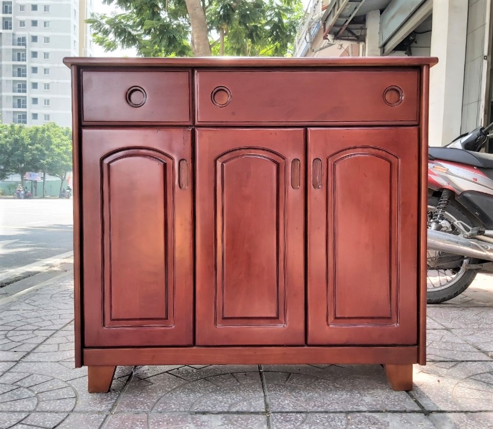 Tủ Gỗ Cao Su 3 Cánh Ngang 1m Có Hộc, Tủ Đa Năng Sắp Xếp Đồ - Hàng VN Xuất Khẩu