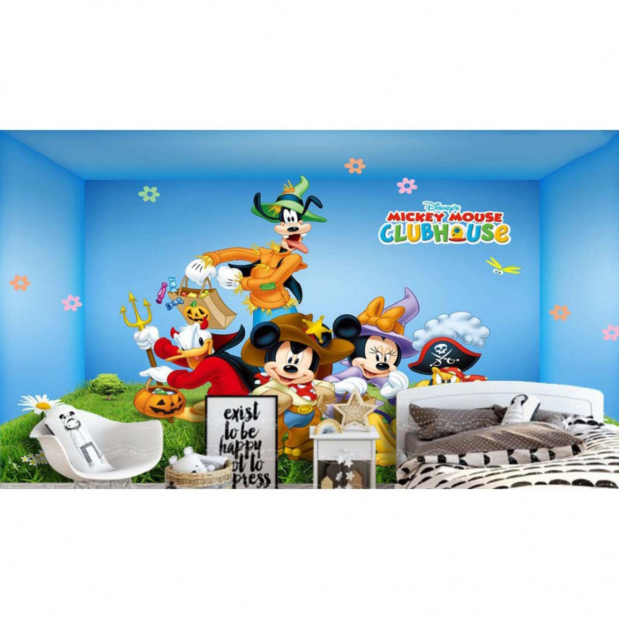 Tranh dán tường 3D chuột Mickey và vịt Donald TB59
