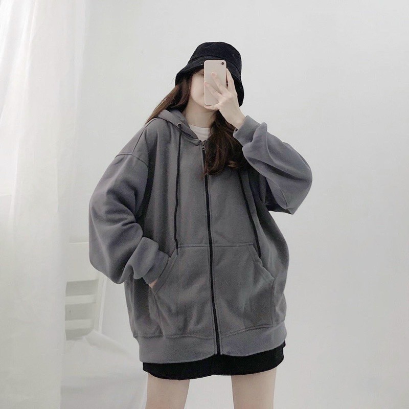 [sẵn ] Áo Khoác Zip Kéo Dáng Rộng Xám Chuột Trơn [ nam nữ mặc ], Áo Khoác Nỉ Hoodie Zip Form Rộng Nam Nữ Unisex, Áo Khoác Nỉ Unisex XÁM CHUỘT TRƠN HOT2023 ulzzang