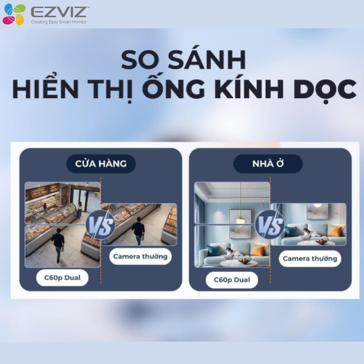Camera WIFI EZVIZ C60P Dual Mix 2 Mắt Kép Góc Nhìn Siêu Rộng Xoay 360 Độ Đàm Thoại 2 Chiều Theo Dõi Chuyển Động - hàng chính hãng
