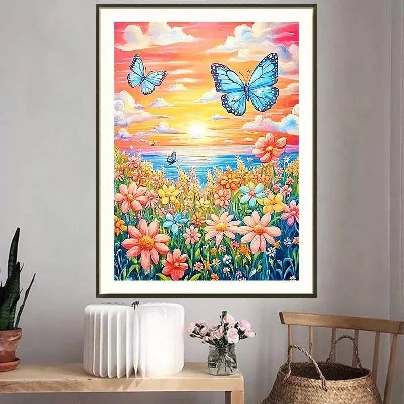 [Thêu 4 sợi] Tranh thêu kín Cúc hoạ mi nở rộ xw3130, kích thước 60 x 75 cm