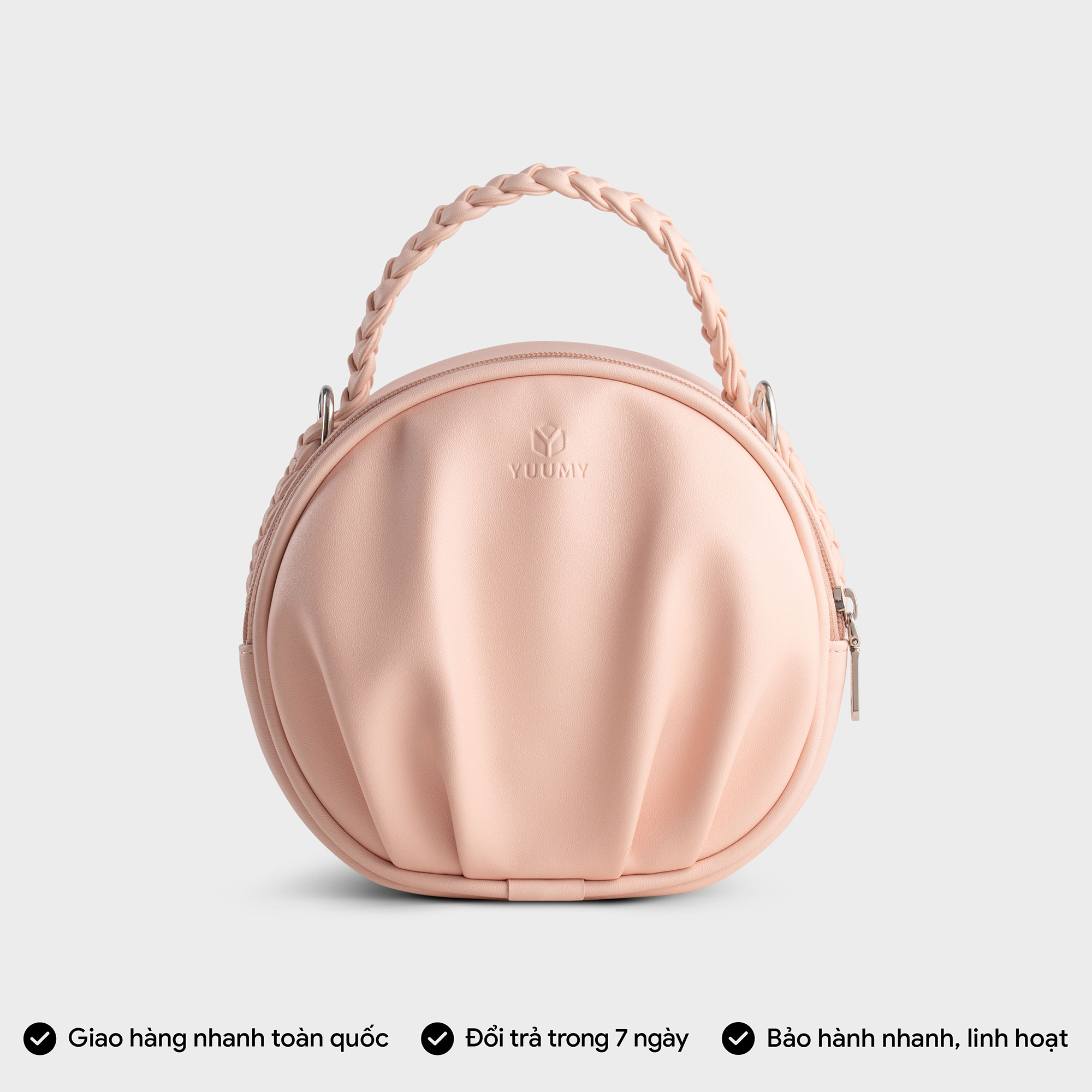 Túi Yuumy ( Thời trang nữ thiết kế nhún dáng tròn size 19 - Túi đeo chéo da Seasand YN264 )