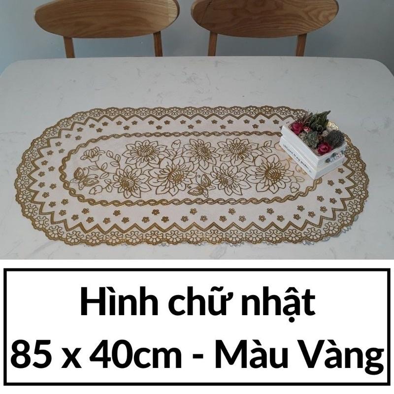 Khăn trải bàn ăn vintage ren hoa nhựa chống thấm nước in hoa nổi đủ kích thước VIP ảnh thật