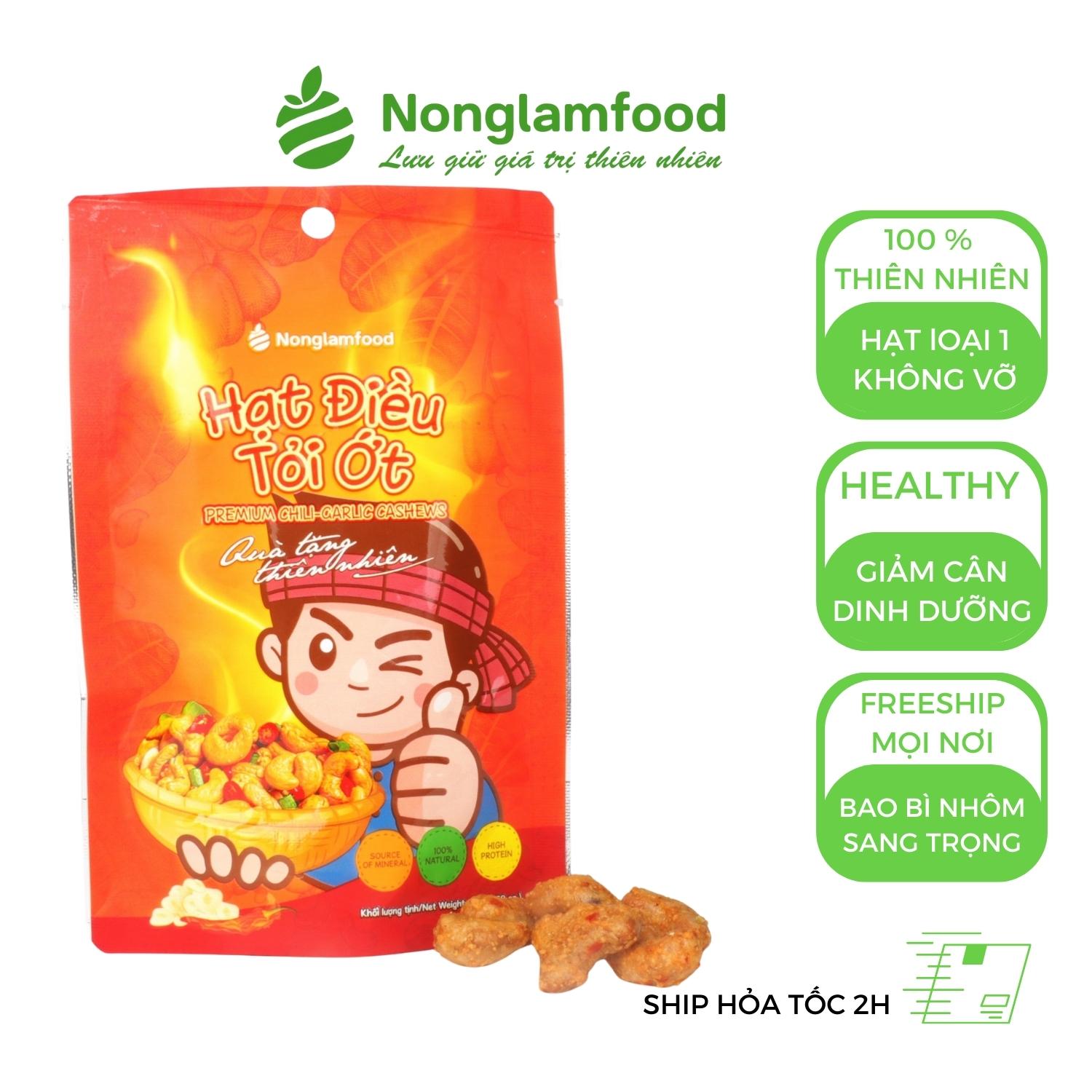 Hạt điều tỏi ớt-Phô mai-Wasabi-Sầu riêng 45g Nông Lâm Food đồ ăn vặt healthy hạt lớn đầy đặn,không nứt vỡ hương vị mới lạ bùng nổ