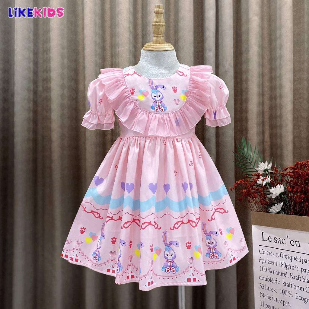 Đầm bé gái LIKEKIDS váy họa tiết thỏ xinh xắn dành cho trẻ em mẫu giáo tiểu học từ 1 tuổi đến 10 tuổi