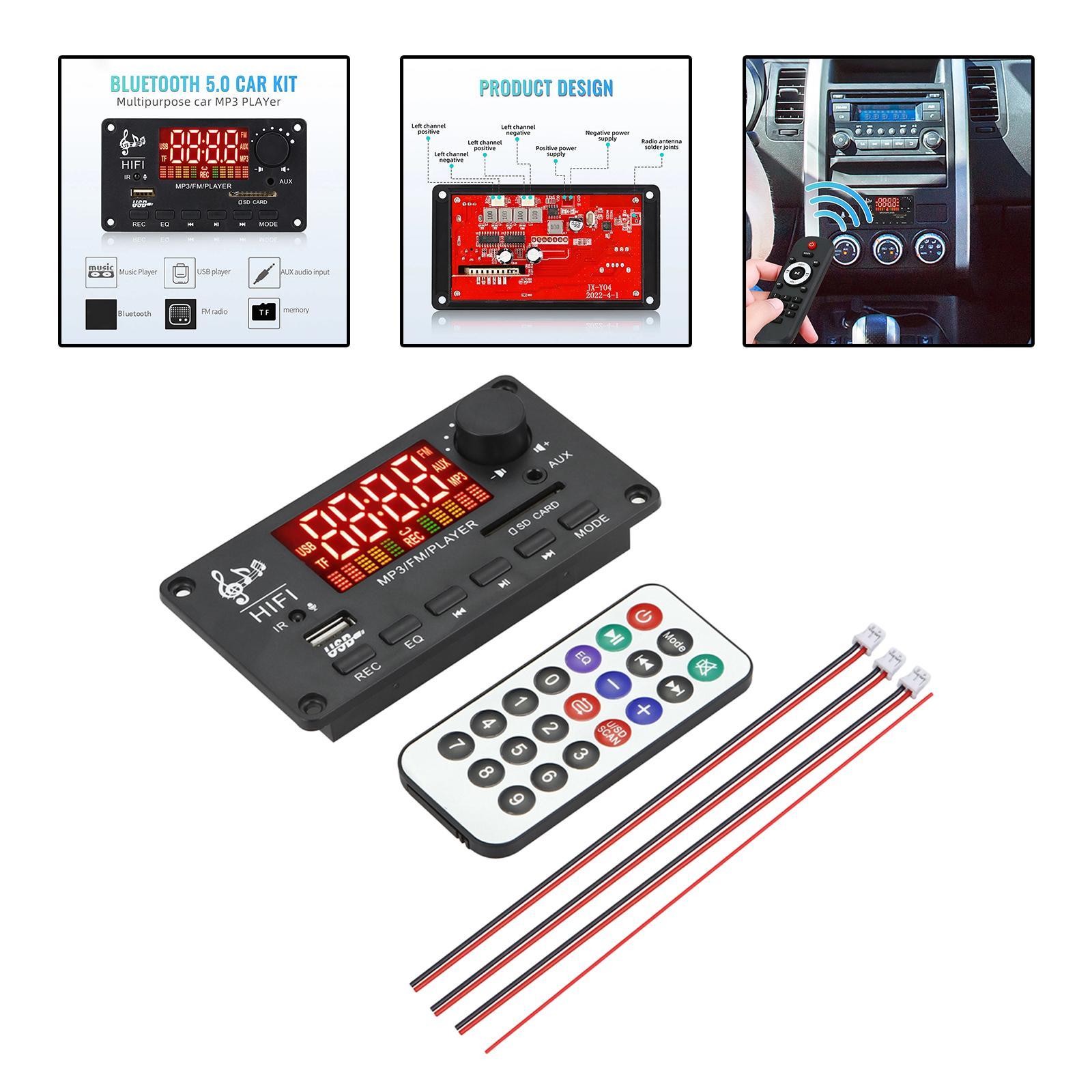 BT 5.0 MP3 Player Decoding Board 2x40W Durable for DIY Speaker Car Remote A