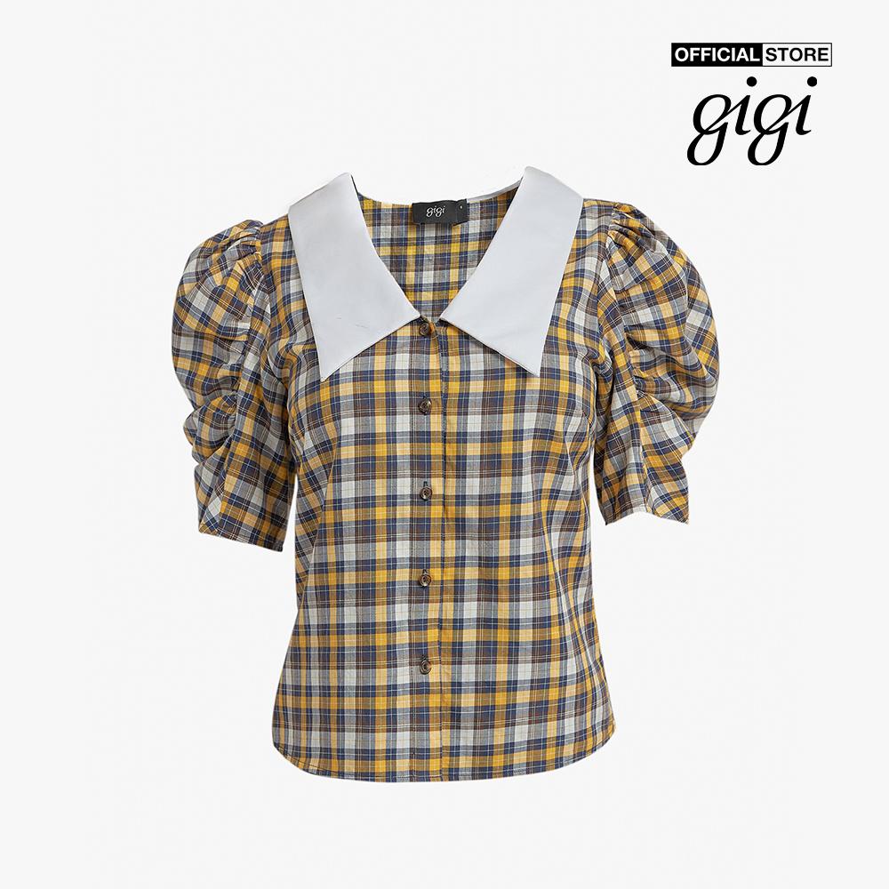 GIGI - Áo kiểu nữ tay ngắn cổ bẻ Point Collar Gath G1110B212243