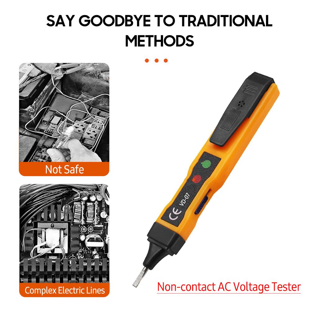 Non-contact AC Voltage Tester Pen AC 70-250V DC 250V Portable NCV Detector with Sound Light Dual Alarm, Zero/ Live Wire Recognition, Break Point Detection, Battery Level Check