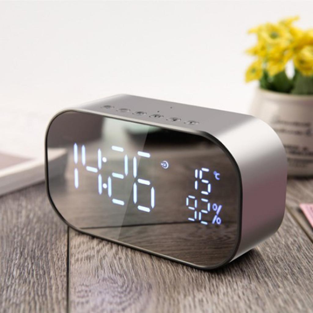 Wireless LED Mirror Surface Bluetooth Alarm Clock Speaker Table Clock for Home Office Decoration