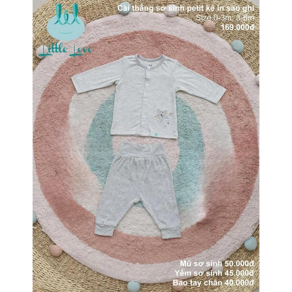 Bộ Quần Áo Dài Tay Chất Petit Cực Mềm, Mát, Siêu Co Giãn Cho Bé Sơ Sinh