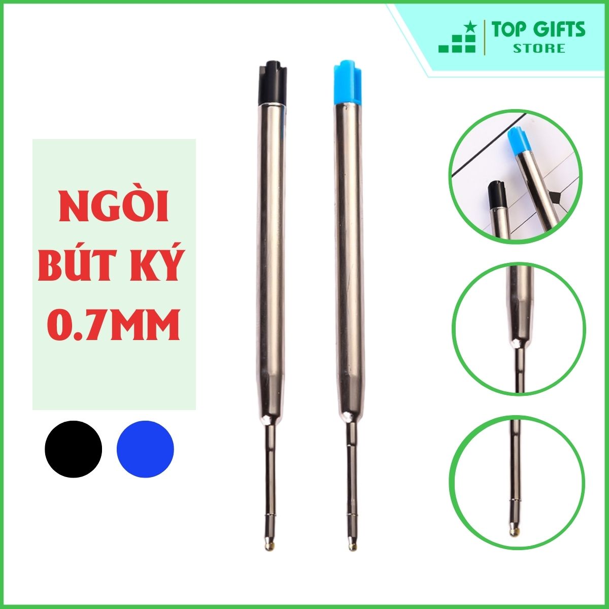 1 Ruột bút ký 0.7mm, mực xanh Dùng thay ngòi cho bút ký tên loại bấm hoặc bút xoay để mở ngòi chuyên cho bút ký tên