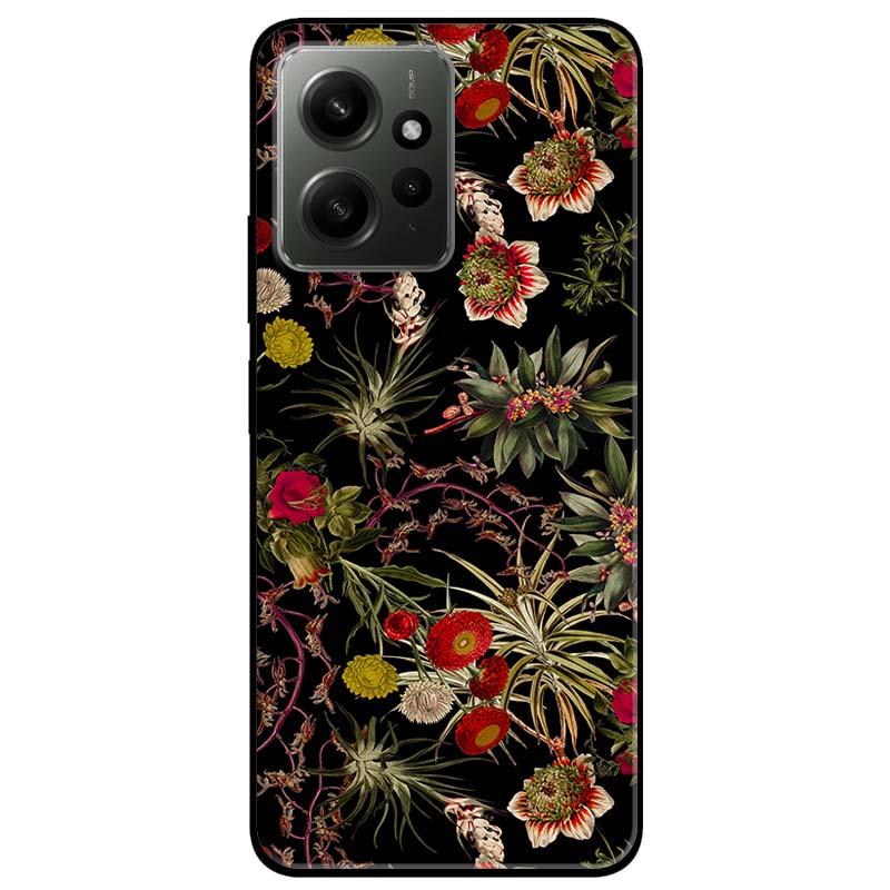 Ốp lưng dành cho Redmi Note 12 - Redmi Note 12 Pro 4G - Redmi Note 12 Pro 5G - Hoa Đỏ Đen 1 - Hàng Chính Hãng