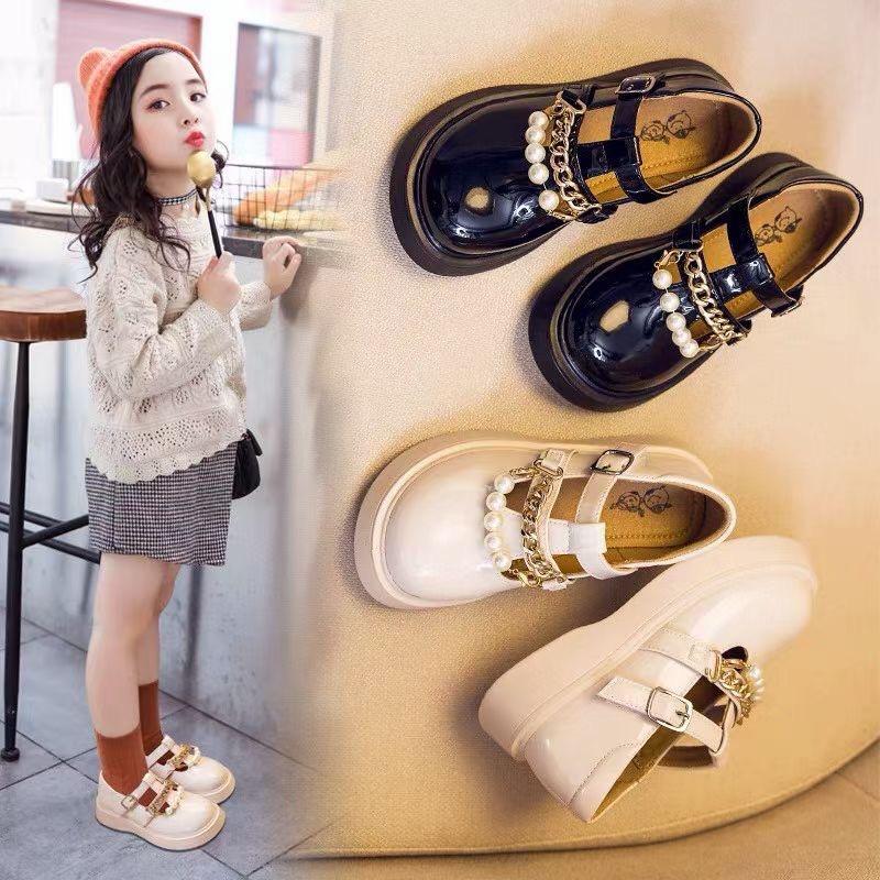 Giày cho bé gái búp bê công chúa đính hạt ngọc trai nhân tạo da mềm êm chân đi học đi chơi đều đẹp