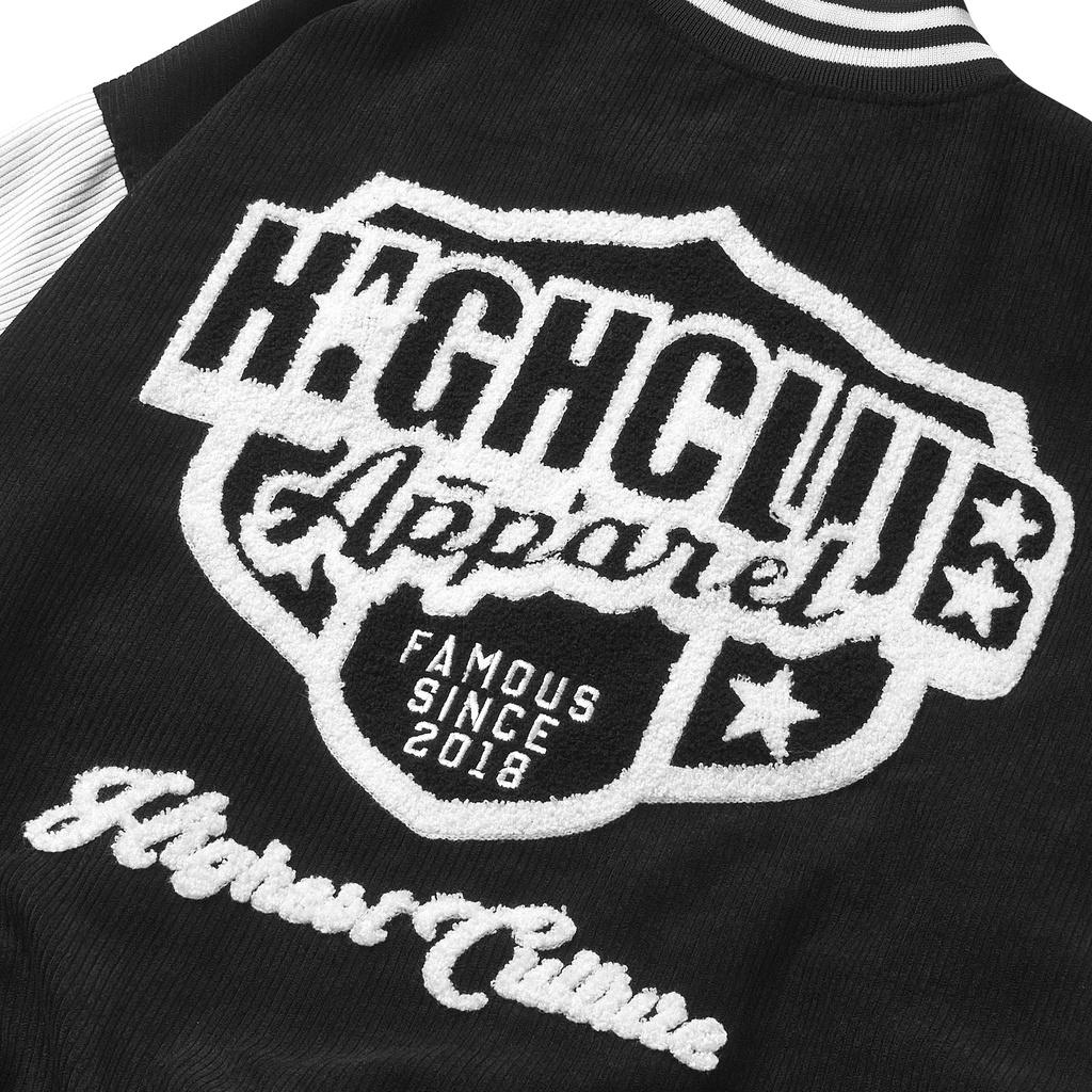 Áo Khoác BADGE Unisex Nam/Nữ Nhung Tăm Đen/Trắng - HIGHCLUB