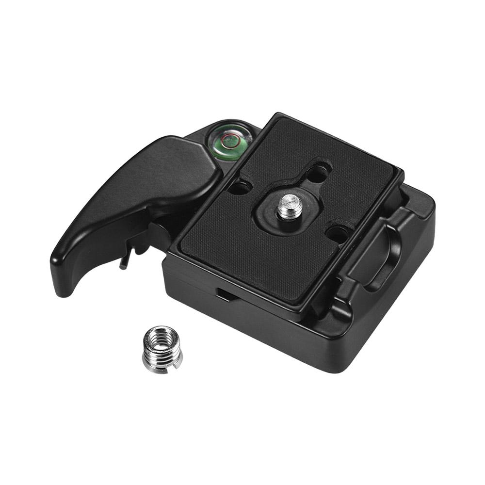 Quick Release Plate Clamp Adapter with QR Plate 1/4 inch Screw 1/4 & 3/8 inch Screw Hole Bubble Level for Tripod DSLR