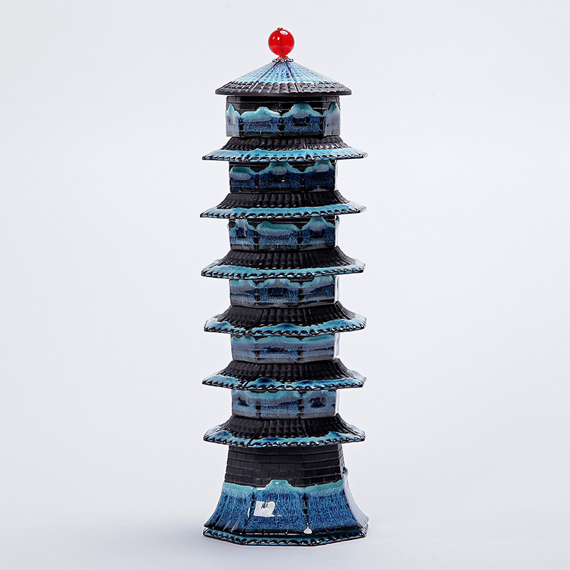 Bộ Trà Đạo Hạo Thiên Tháp Chinese Pagoda Stackable cao cấp - (6 tách + 1 ấn) Có túi đựng