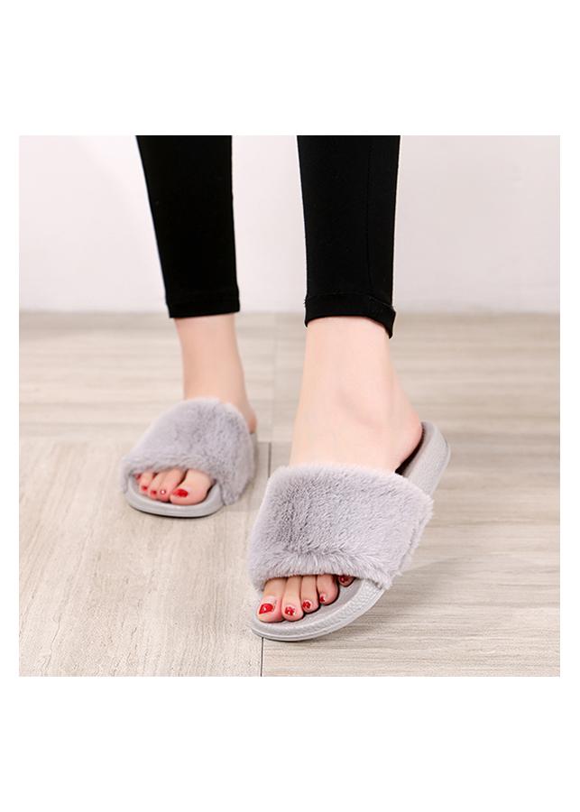 Dép Lông Nữ Mềm Mịn Trẻ Trung Cao Cấp 3Fashion - MSP 3066 - Xám