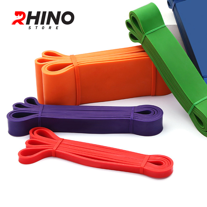 Dây kháng lực tập gym cao su tự nhiên Rhino R101 mức lực kéo phân theo từng màu, Resistance Elastic Bands dây đàn hồi, kháng lực power band tập gym, dây cao su hỗ trợ lên xà