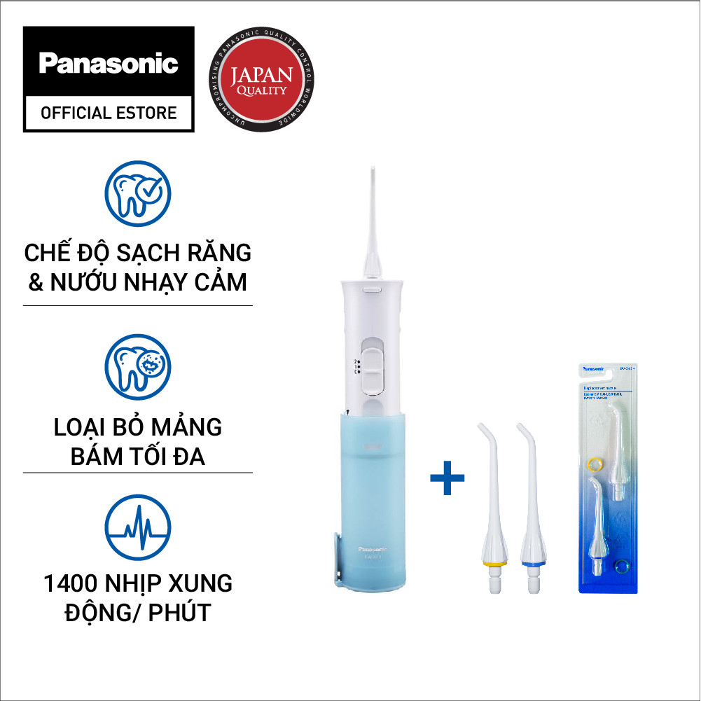 Combo Máy Tăm Nước Cầm Tay Panasonic Dùng Pin EW-DJ10 và đầu thay thế EW0955W401 - Hàng Chính Hãng