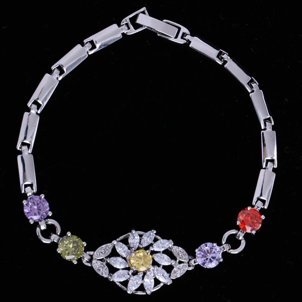 Delicate Colorful Diamond Flower Bracelets Wrist