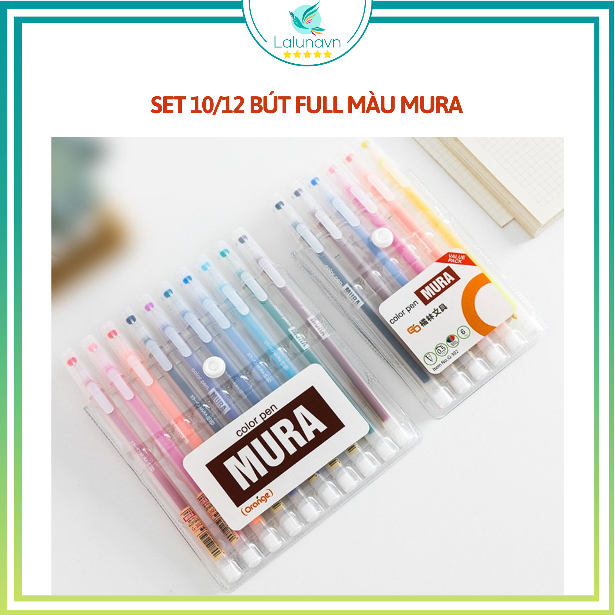 Set 12 Bút gel  ngòi 0.5mm nhiều màu mura tùy chọn cho học sinh sinh viên -A43