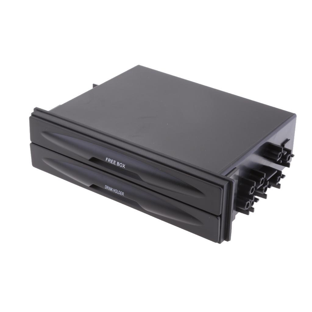 2X Universal Car/Truck Double Din Radio Cup Holder Storage Box