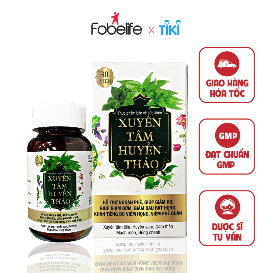 Viên Uống Xuyên Tâm Liên Bổ Phổi Giảm Ho Đờm Ho Khan Đau Rát Họng Xuyên Tâm Huyền Thảo