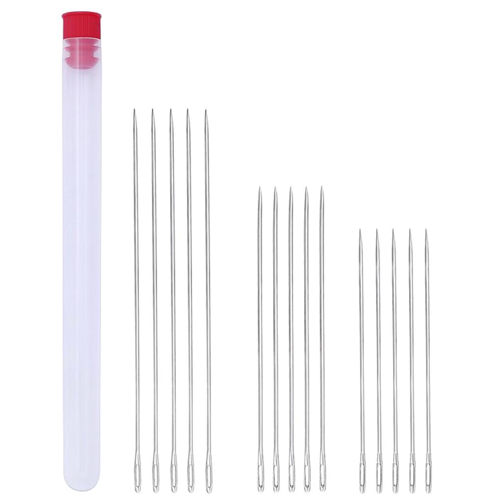 15 Pieces Large-eye Stitching Needles Hand Sewing with Case