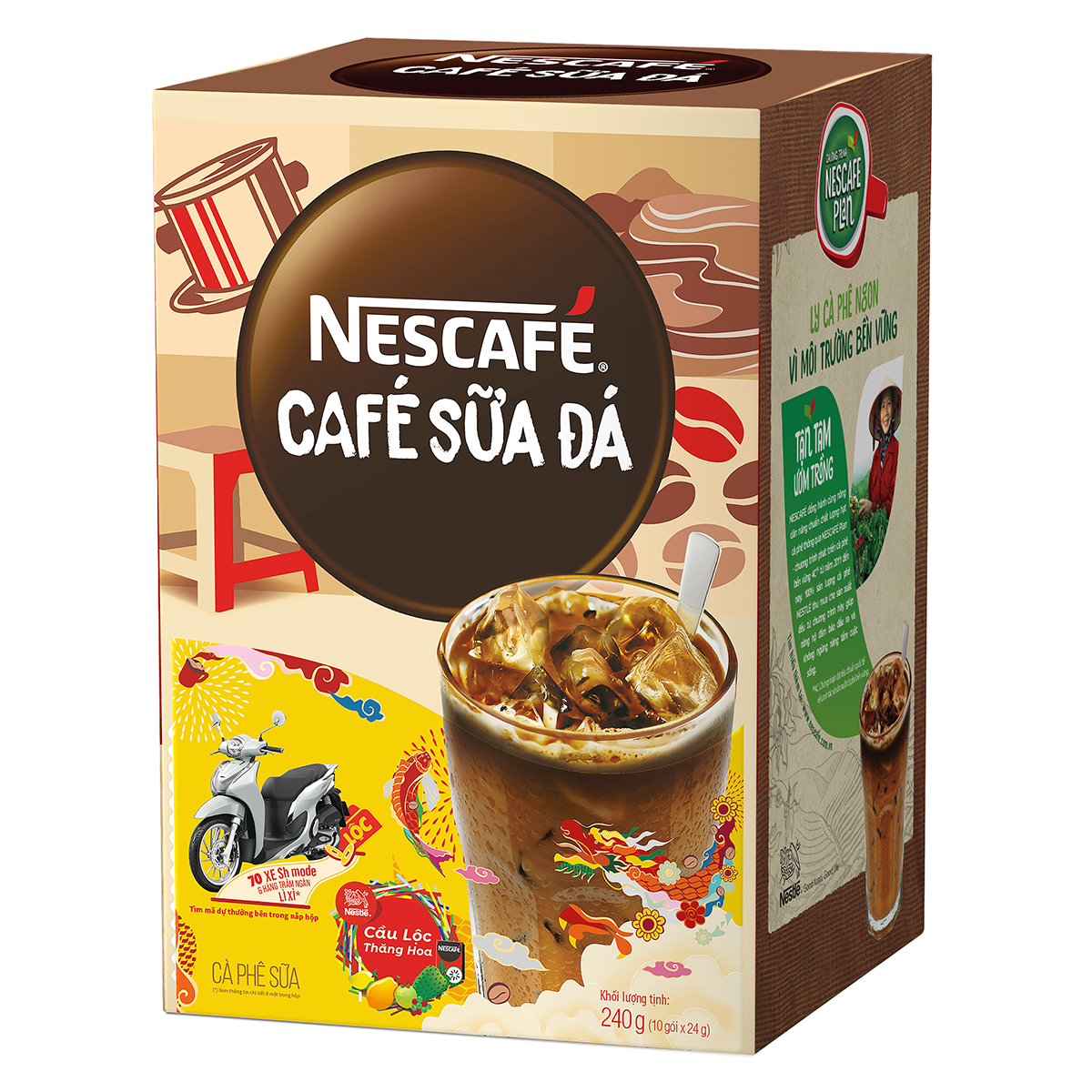 [Tặng Bình Jug 1 Lít Nescafé] Combo 2 Hộp Cà Phê Sữa Nescafé Cà Phê Sữa Đá (Hộp 10 Gói x 24g) -Phiên bản Tết