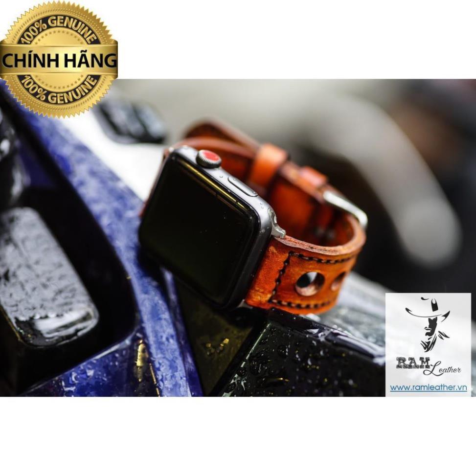 DÂY ĐỒNG HỒ DA BÒ THẬT MÀU NÂU SÁNG DÀNH CHO APPLE WATCH - RAM D33 - HÀNG CHÍNH HÃNG