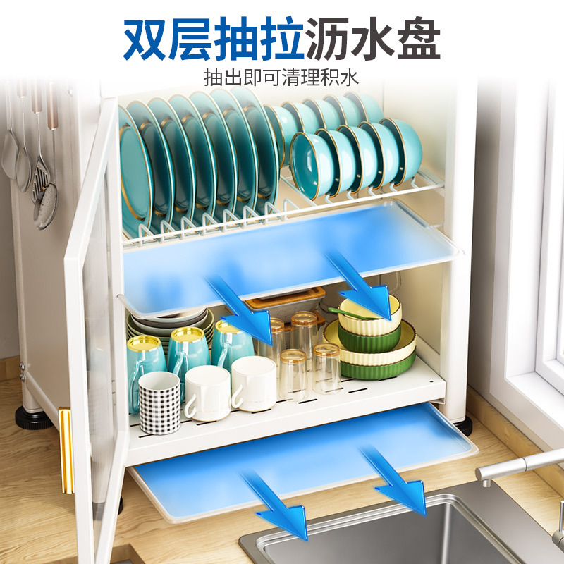 Tủ Để Chén Bát 3 Tầng Thông Minh VANDO Phiên Bản Mới Nhất, Tủ Chống Bụi Bẩn, Côn Trùng, Kèm Khay Hứng Nước Sạch Sẽ, Khô Ráo