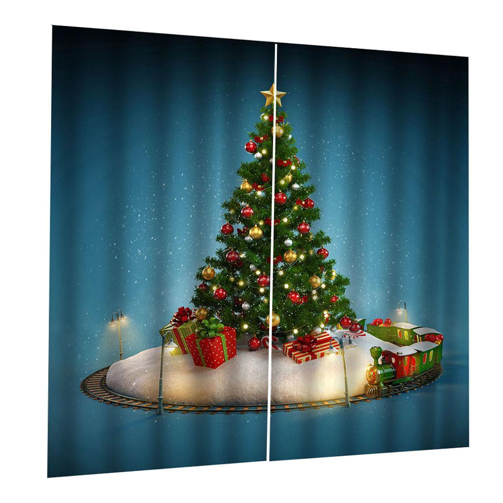 2pcs/ Christmas Living Room Bedroom Window Drapes Decor Curtains