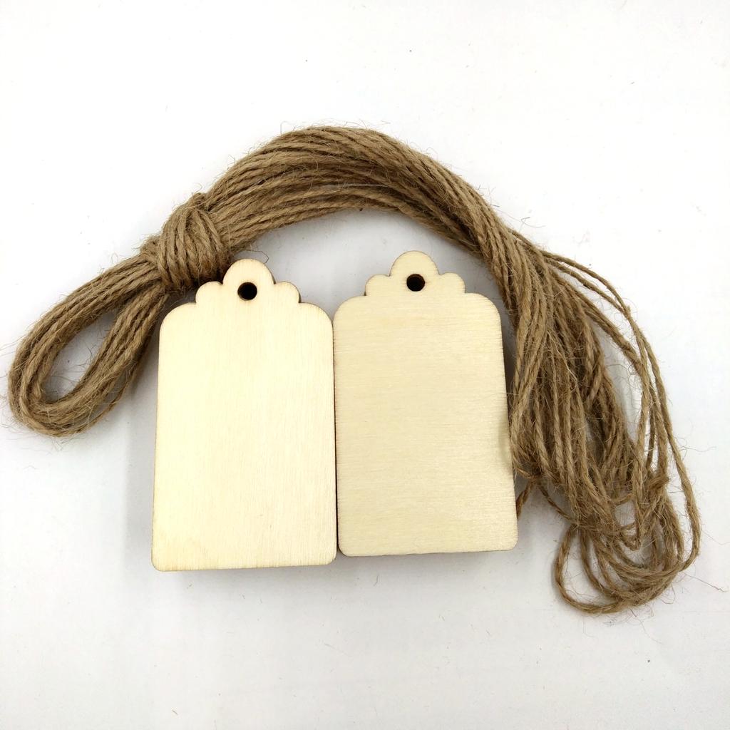 Set 100 Thẻ Gỗ Màu Trơn Kèm Dây Dùng Trang Trí Thủ Công Cho Các Buổi Tiệc