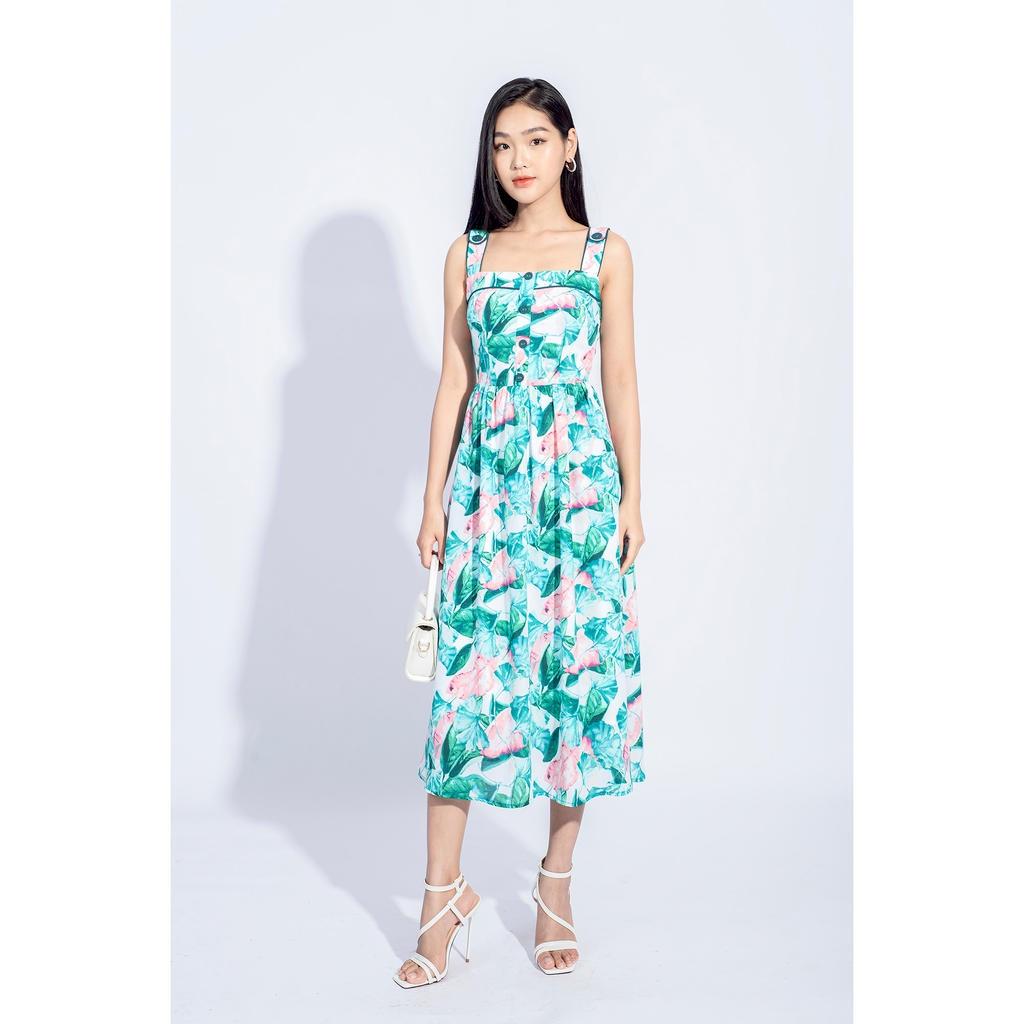 Đầm maxi hai dây, họa tiết MMOutfit M-DA020221150