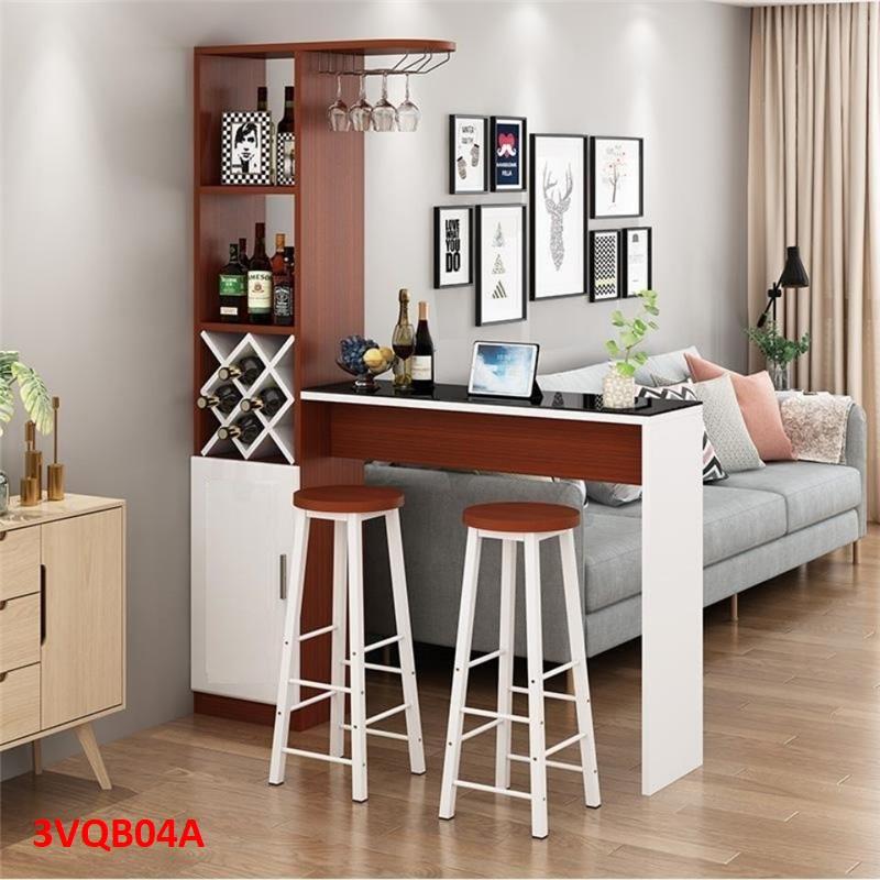 Quầy bar mini, quầy bar kiêm vách ngăn phòng khách nhà bếp 3VQB04A