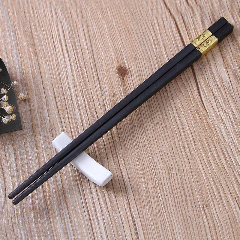 Bộ Đũa Nhựa Mạ Vàng Hàn Nhật - Set 10 Đôi Đũa Nhựa Đen Nhật Cao Cấp Chống Trơn Chống Mốc Chịu Nhiệt Sang Trọng
