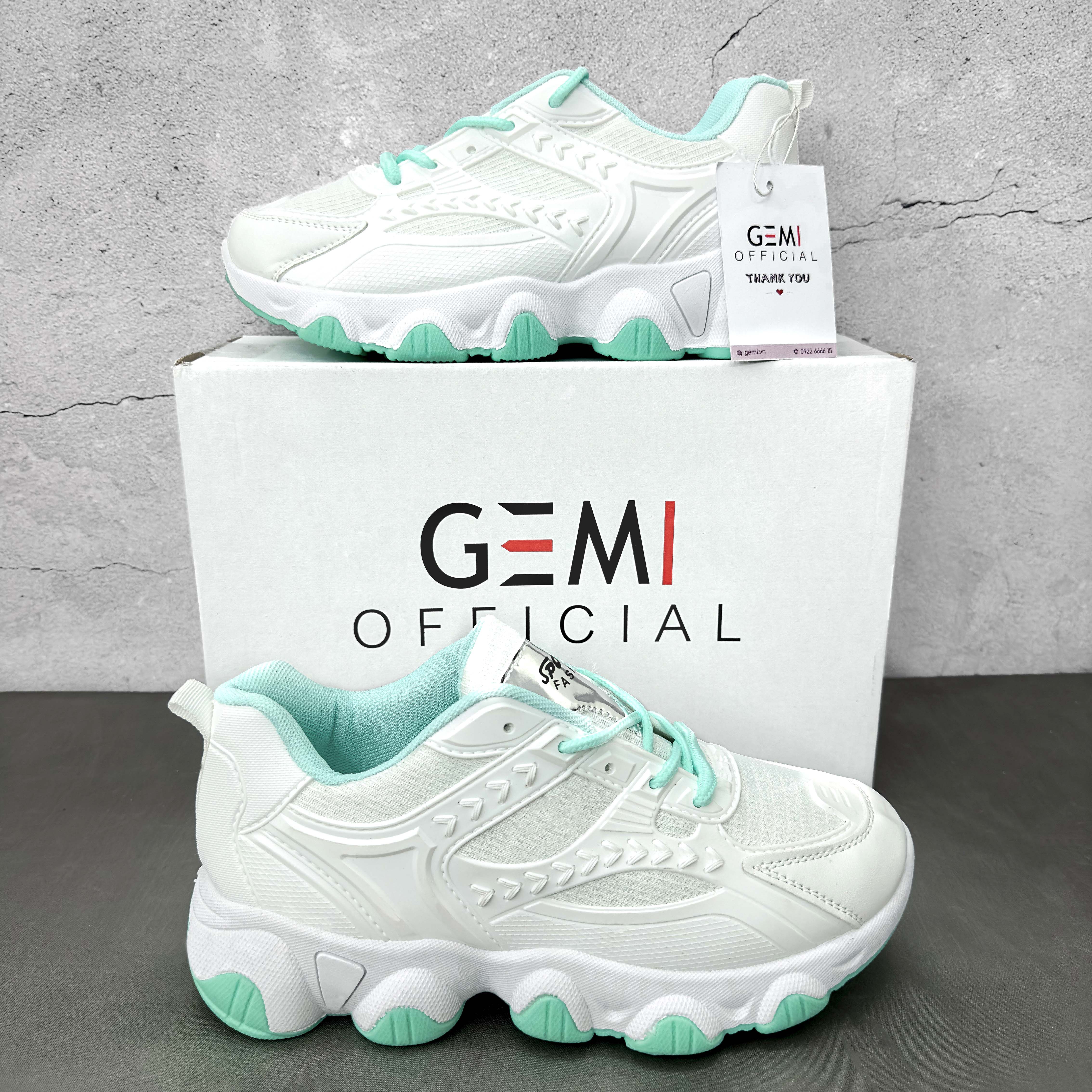 Giày thể thao nữ GEMI - giày ullzzang màu trắng - xanh,thời trang kiểu dáng basic - M7028