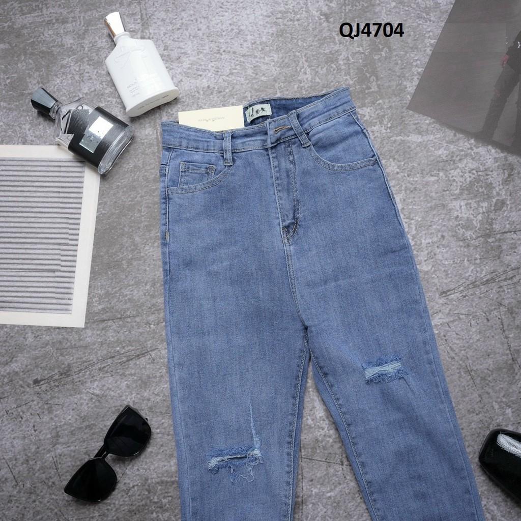 Quần jean nữ rách gối lưng cao QJ4704