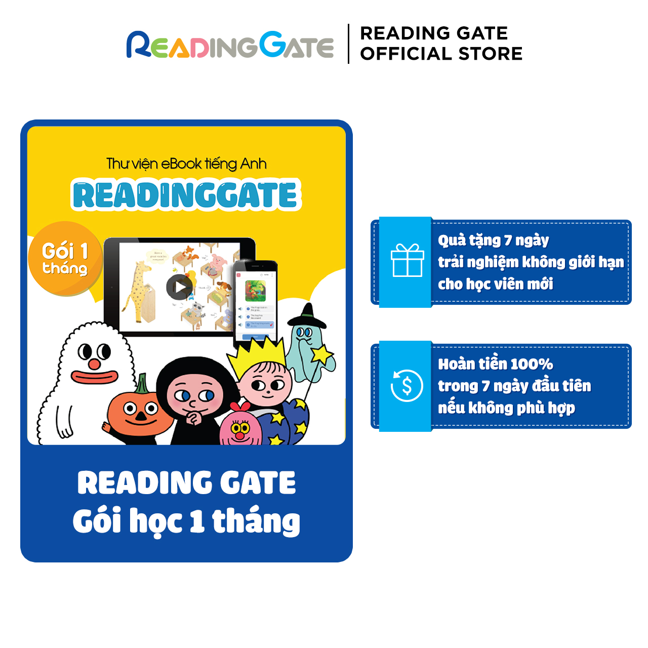 Reading Gate - ứng dụng đọc sách học tiếng anh đa nền tảng web/ Android/ IOS (Gói 1 tháng)