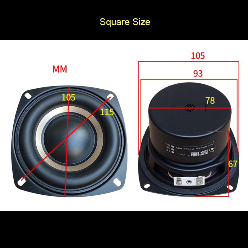 1 Chiếc 4 Inch HIFI Loa Siêu Trầm Loa 4ohm 100W 4 Lớp Cuộn Dây Bằng Giọng Nói Loa Siêu Trầm Loa 4 6 8 Ohm T0958 Color: Square 8ohm Woofer Size/Full-Range Size: 4"