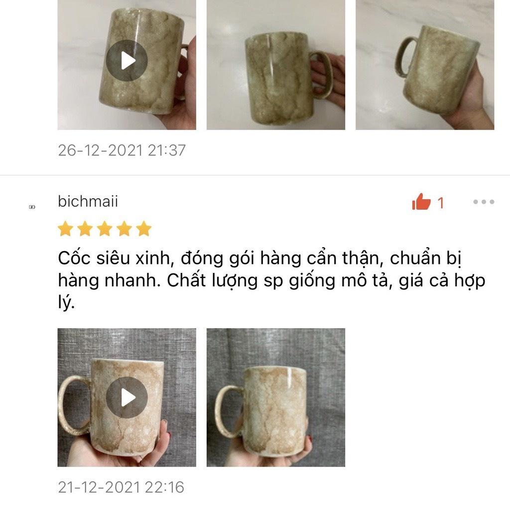 Cốc Sứ Uống Nước Dung Tích 350ml - Men Đá Bát Tràng Cao Cấp Tinh Tế