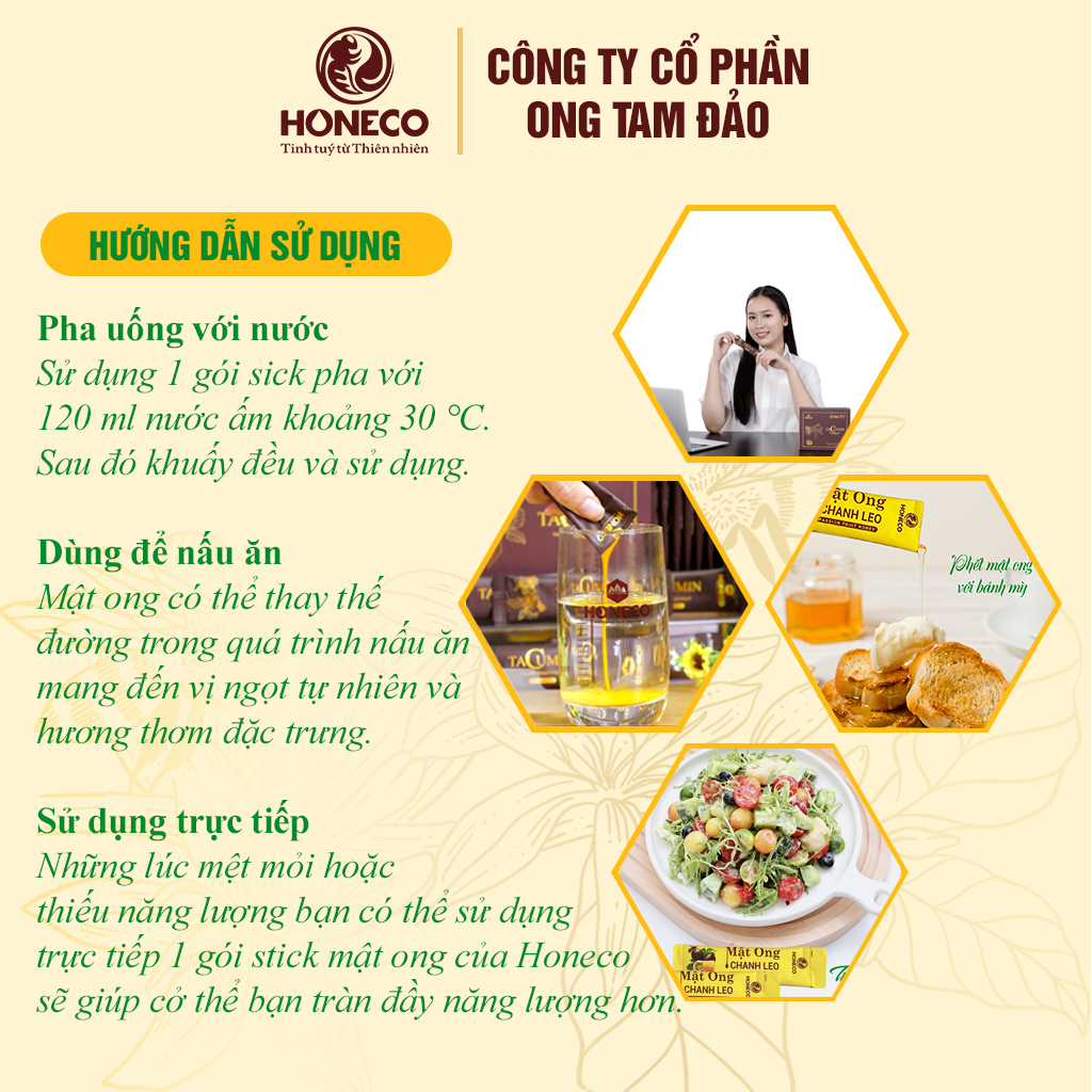 Mật ong Tacumin Honeco 30 gói x 15g