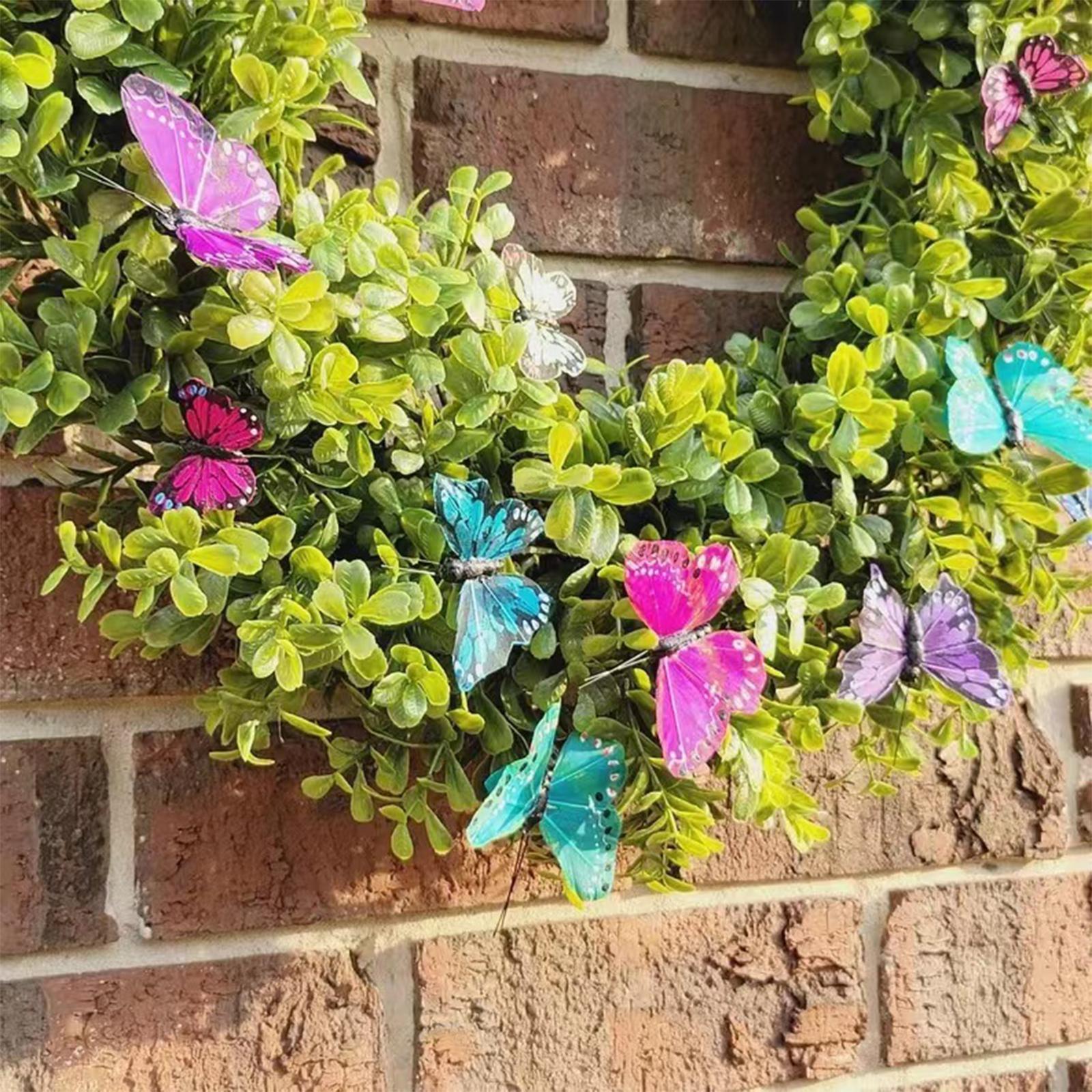 Artificial Spring Summer Wreath Front Door Spring Flower Wreath for Farmhouse Decoration