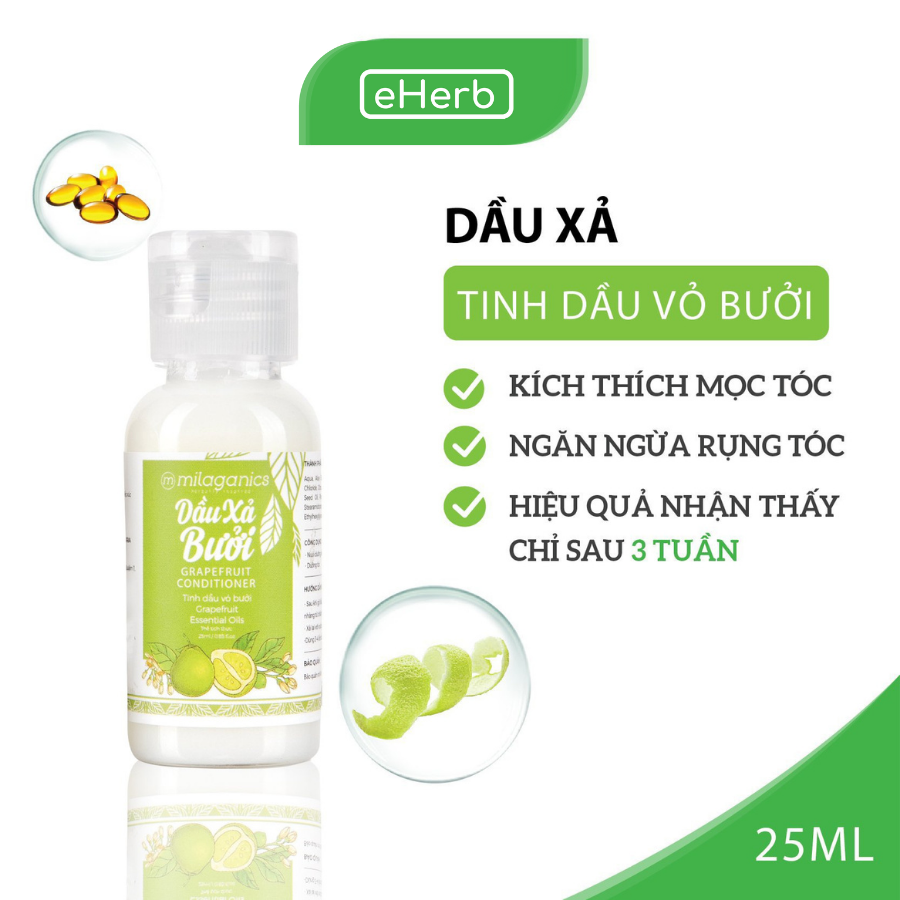 Dầu Xả Bưởi Nuôi Dưỡng Tóc Mềm Mượt, Phục Hồi Tóc Hư Tổn Từ Tinh Dầu Bưởi Nguyên Chất MILAGANICS 25ml (Chai)