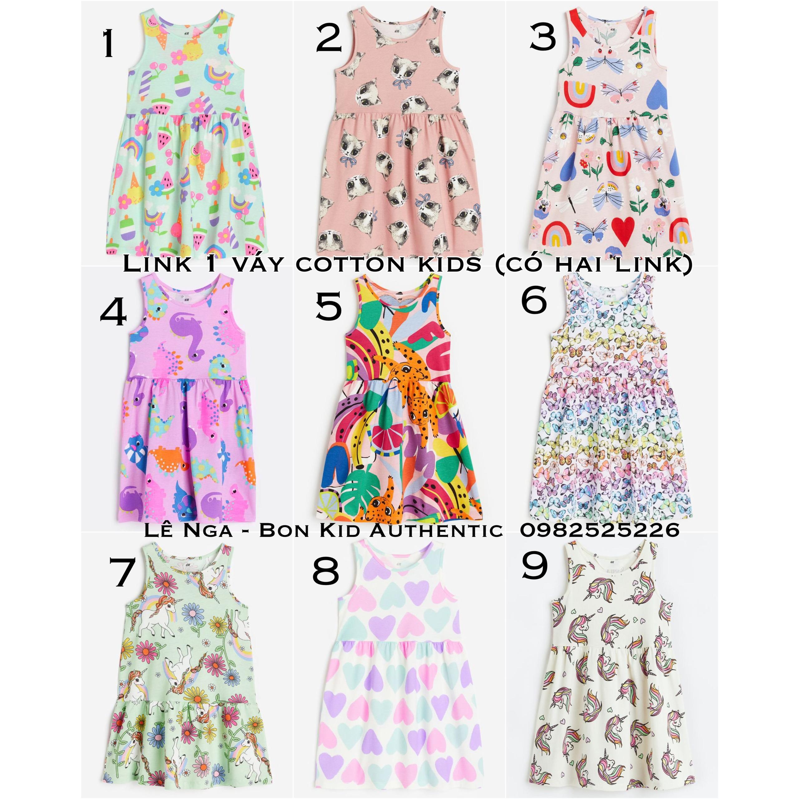 Váy cotton kid HM UK/US/JP sz 1.5-2, 2-4, 4-6, 6-8, 8-10 (CÓ HAI LINK)