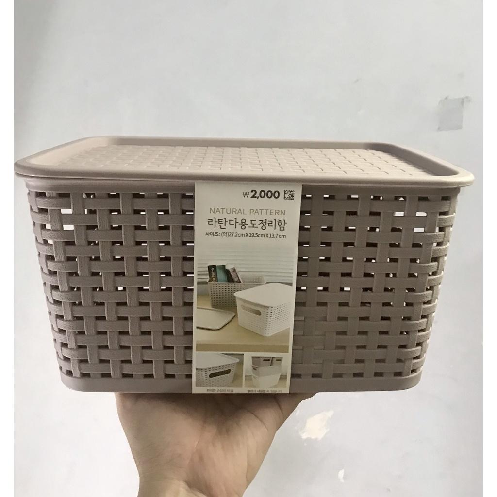 Rổ Nhựa Đựng Đồ Đa Năng Dáng Thấp RATAN Số 1 Hàn Quốc KT: 27.2x19.5x13.7 Cm