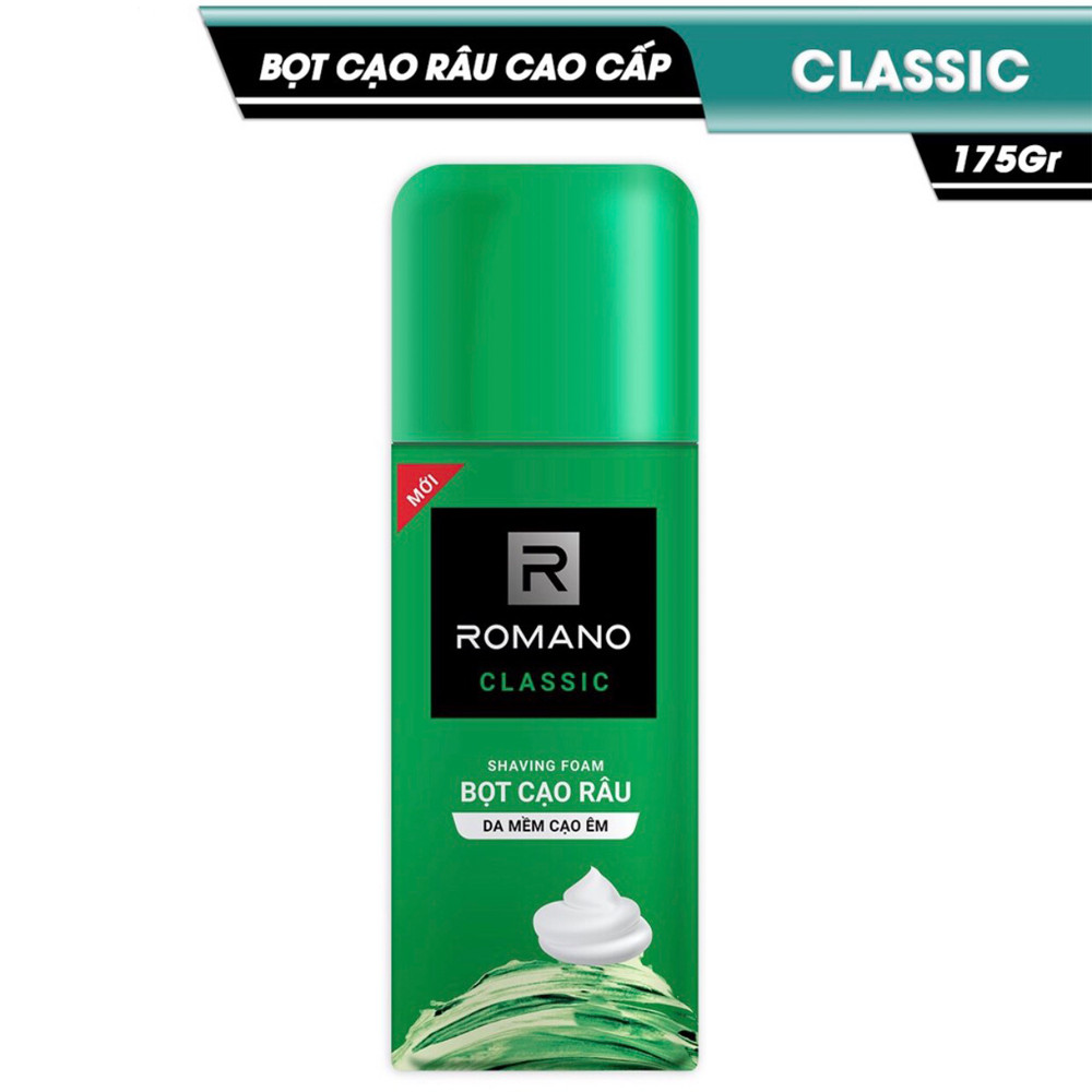 Bọt cạo râu Romano Classic 175ml tặng kèm nước hoa bỏ túi Classic 18ml