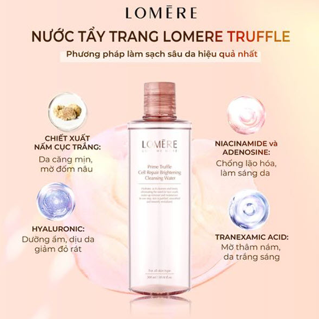 Nước tẩy trang làm sạch sâu Lomere Prime Truffle Cell Repair Brightening Cleansing Water 300ml