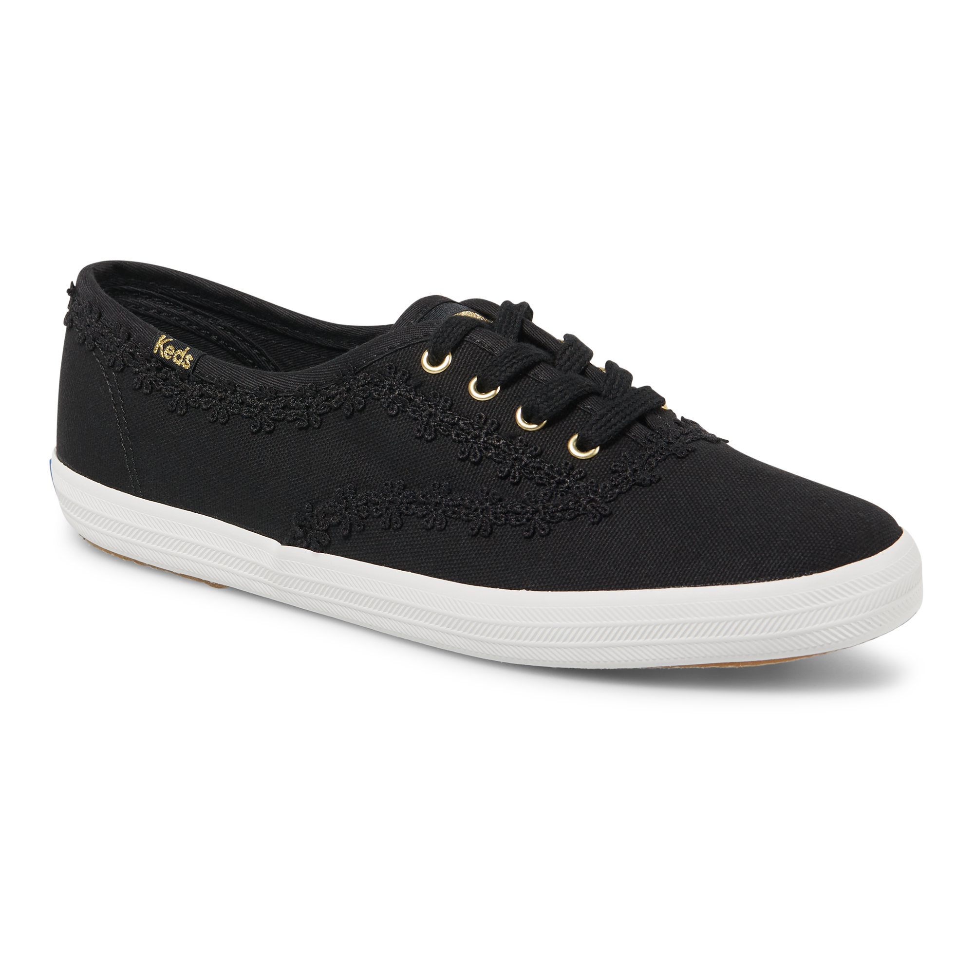 Giày Keds Nữ- Champion Crochet Trim Black- KD066668